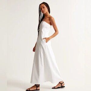 Abercrombie & Fitch Strapless Skimming Linen-Blend Maxi Dress - Small Petite